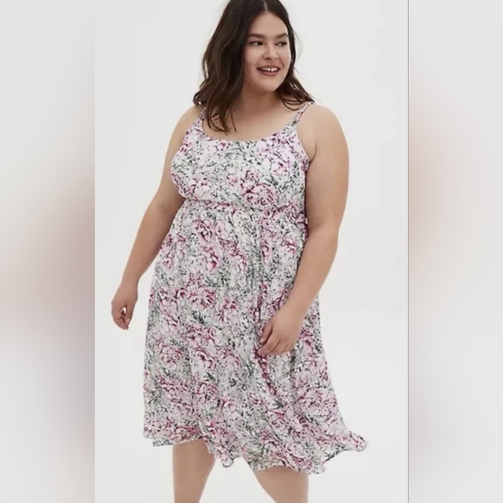 Torrid Pink and White Floral Lace Dress
